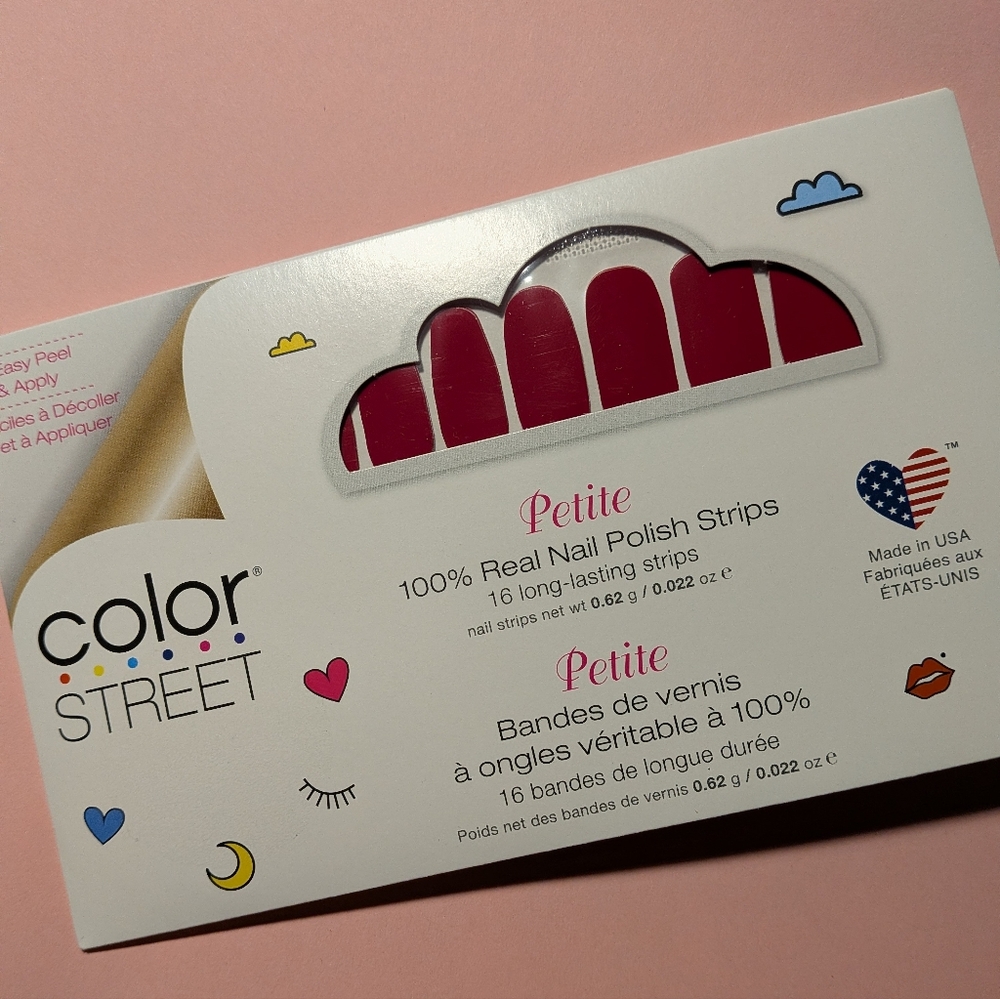 Color Street Petite Nail Strips - Bold Red Tone Beijing Beauty Brand New One Set